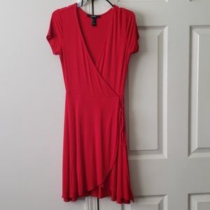 Red wrap dress